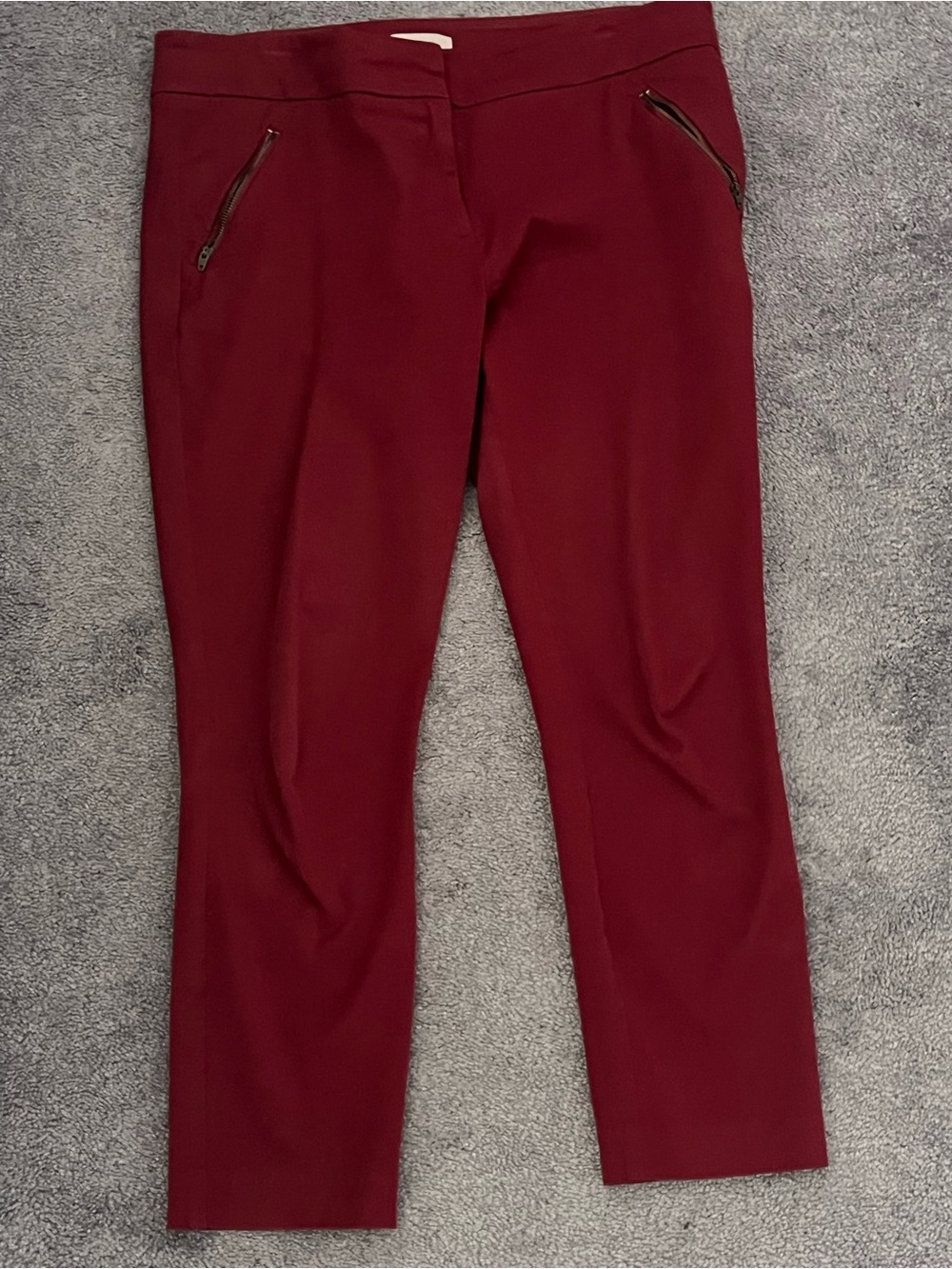 Loft Burgundy Zip-Pocket Skinny Trousers